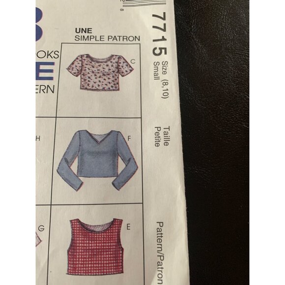 McCall's Misses Top Shirt Sewing Pattern Sz 8 - 10 7715 - Uncut - Picture 3 of 8